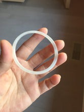 Load image into Gallery viewer, 52.1mm Certified 100% Natural icy white/gray slim round cut nephrite jade bangle HN44-9225