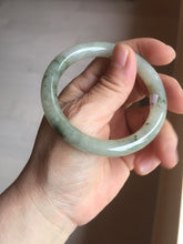 Load image into Gallery viewer, 51.6mm Certified type A 100% Natural light green dark green floating seaweed slim round cut Jadeite bangle PC58-6614