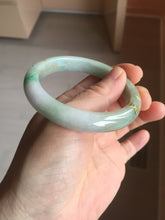 Load image into Gallery viewer, 54.2mm certified 100% natural Type A sunny green gray purple carved and golden-painted round cut jadeite jade bangle PJ65