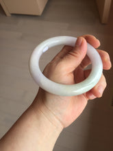 Load image into Gallery viewer, 60.5mm certified 100% natural light green/white/purple chubby round cut jadeite jade bangle BS39-8572