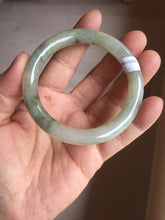 Load image into Gallery viewer, 51.6mm Certified type A 100% Natural light green dark green floating seaweed slim round cut Jadeite bangle PC58-6614