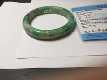 Load image into Gallery viewer, 58mm certified 100% natural Type A sunny green carved and golden-painted jadeite jade bangle BH136-9892