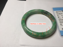 Load image into Gallery viewer, 58mm certified 100% natural Type A sunny green carved and golden-painted jadeite jade bangle BH136-9892