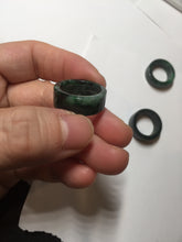 Load image into Gallery viewer, 100% natural type A dark green/sunny green/black jadeite jade band ring PB222
