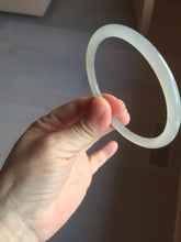 Load image into Gallery viewer, 59mm Certified 100% Natural icy white/gray/pale pink(淡藕粉) slim round cut nephrite jade bangle HN43-9200