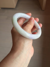 Load image into Gallery viewer, 60.5mm certified 100% natural light green/white/purple chubby round cut jadeite jade bangle BS39-8572