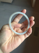 Load image into Gallery viewer, 59mm Certified 100% Natural icy white/gray/pale pink(淡藕粉) slim round cut nephrite jade bangle HN43-9200