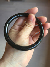 Load image into Gallery viewer, 61.4mm certified 100% Natural dark green/black meteorite Stellar Night sky slim round cut nephrite bangle HF114-1255