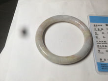Load image into Gallery viewer, 56.9mm certified 100% natural type A light green/purple/yellow round cut jadeite jade bangle D125-8926