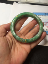 Load image into Gallery viewer, 58mm certified 100% natural Type A sunny green carved and golden-painted jadeite jade bangle BH136-9892