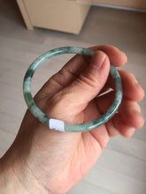 Load image into Gallery viewer, 57.8mm Certified type A 100% Natural light green with green floating flowers round cut Jadeite bangle J129-3397