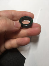Load image into Gallery viewer, 100% natural type A dark green/sunny green/black jadeite jade band ring PB222