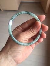 Load image into Gallery viewer, 57.8mm Certified type A 100% Natural light green with green floating flowers round cut Jadeite bangle J129-3397