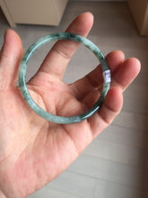Load image into Gallery viewer, 57.8mm Certified type A 100% Natural light green with green floating flowers round cut Jadeite bangle J129-3397