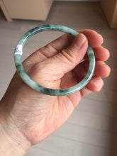 Load image into Gallery viewer, 57.8mm Certified type A 100% Natural light green with green floating flowers round cut Jadeite bangle J129-3397