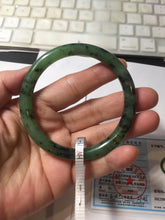 Load image into Gallery viewer, 58.3mm Certified 100% Natural Fresh Young Green/Dark Green/Black Green Ink Painting (绿水墨) Round Cut Nephrite (Wulanhai 乌兰海碧玉) Bangle HN171-7339