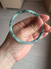 Load image into Gallery viewer, 57.8mm Certified type A 100% Natural light green with green floating flowers round cut Jadeite bangle J129-3397