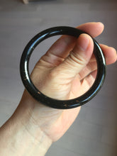 Load image into Gallery viewer, 61.4mm certified 100% Natural dark green/black meteorite Stellar Night sky slim round cut nephrite bangle HF114-1255