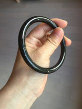 Load image into Gallery viewer, 61.4mm certified 100% Natural dark green/black meteorite Stellar Night sky slim round cut nephrite bangle HF114-1255