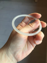 Load image into Gallery viewer, 57.8mm Certified 100% Natural icy white/gray/pale pink(淡藕粉) slim round cut nephrite jade bangle HN42-9074