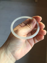 Load image into Gallery viewer, 57.8mm Certified 100% Natural icy white/gray/pale pink(淡藕粉) slim round cut nephrite jade bangle HN42-9074