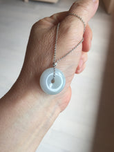 Load image into Gallery viewer, 16.2-18.8mm Type A 100% Natural icy watery light green white Jadeite Jade Safety Guardian Button donuts couple pendant PC132