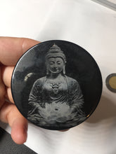 Load image into Gallery viewer, 100% natural black jadeite jade(Wuji, 乌鸡) Guanyin (观音) safe and sound pendant/worry stone/decor BM38