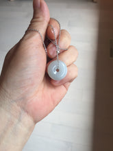 Load image into Gallery viewer, 16.2-18.8mm Type A 100% Natural icy watery light green white Jadeite Jade Safety Guardian Button donuts couple pendant PC132