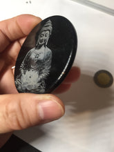 Load image into Gallery viewer, 100% natural black jadeite jade(Wuji, 乌鸡) Guanyin (观音) safe and sound pendant/worry stone/decor BM38