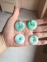Load image into Gallery viewer, 26-28mm Type A 100% Natural sunny green yellow Jadeite Jade Safety Guardian Button donuts Pendant group BP96