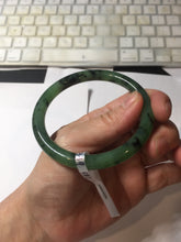 Load image into Gallery viewer, 58.3mm Certified 100% Natural Fresh Young Green/Dark Green/Black Green Ink Painting (绿水墨) Round Cut Nephrite (Wulanhai 乌兰海碧玉) Bangle HN171-7339