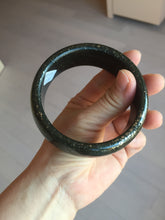 Load image into Gallery viewer, 61mm 100% Natural dark green/black meteorite Stellar Night sky broad style nephrite Jade bangle HF92-1032