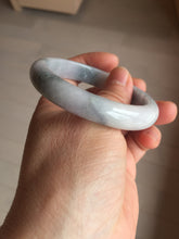 Load image into Gallery viewer, 53.5mm certified 100% natural Type A light green/purple white Snowy Pine Forest jadeite jade bangle J127-3084