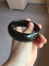 Load image into Gallery viewer, 58mm 100% Natural dark green/black meteorite Stellar Night sky broad style nephrite Jade bangle HF116-1263