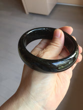 Load image into Gallery viewer, 58mm 100% Natural dark green/black meteorite Stellar Night sky broad style nephrite Jade bangle HF116-1263