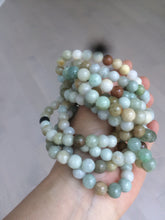 Load image into Gallery viewer, 7-7.6mm 100% natural type A green/white/yellow/brown jadeite jade beads bracelet AQ73