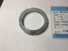 Load image into Gallery viewer, 55.3mm Certified Type A 100% Natural light green with carved Ancient Coin, Auspicious Cloud, and Lingzhi Jadeite Jade bangle PD146-6252