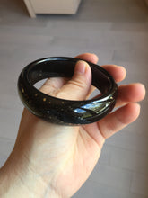 Load image into Gallery viewer, 58mm 100% Natural dark green/black meteorite Stellar Night sky broad style nephrite Jade bangle HF116-1263