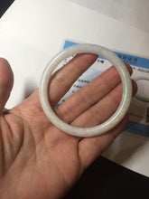 Load image into Gallery viewer, 54.5mm certified 100% natural Type A white/sunny green round cut jadeite jade bangle BL50-3524