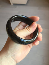 Load image into Gallery viewer, 58mm 100% Natural dark green/black meteorite Stellar Night sky broad style nephrite Jade bangle HF116-1263