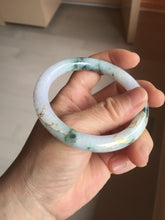 Load image into Gallery viewer, 56mm 100% Natural type A sunny green dark green purple white carved flowers and golden-painted round cut Jadeite Jade bangle PJ63