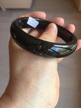 Load image into Gallery viewer, 60.4mm 100% Natural dark green/black meteorite Stellar Night sky broad style nephrite Jade bangle HF117-1025