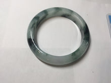 Load image into Gallery viewer, 56.4mm certified 100% natural Type A light green white with green floating flowers jadeite jade bangle BS123-7295