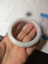 Load image into Gallery viewer, 59mm Certified 100% natural type A sunny green white/light purple jadeite jade bangle BF16-5408