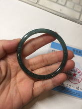 Load image into Gallery viewer, 55mm Certified Type A 100% Natural dark green/blue/gray Guatemala slim round cut Jadeite bangle PD18-4450