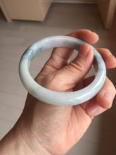 Load image into Gallery viewer, 58.4mm certified 100% natural Type A light green/purple white Snowy Pine Forest jadeite jade bangle J126-3074