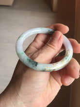 Load image into Gallery viewer, 53.5mm certified 100% natural Type A sunny green white purple carved and golden-painted round cut jadeite jade bangle PJ62