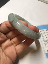 Load image into Gallery viewer, 55.3mm Certified Type A 100% Natural light green with carved Ancient Coin, Auspicious Cloud, and Lingzhi Jadeite Jade bangle PD146-6252
