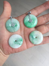 Load image into Gallery viewer, 26-28mm Type A 100% Natural sunny green yellow Jadeite Jade Safety Guardian Button donuts Pendant group BP96