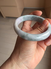 Load image into Gallery viewer, 58.5mm certified 100% natural Type A light green/purple white Snowy Pine Forest jadeite jade bangle J125-3067